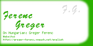 ferenc greger business card